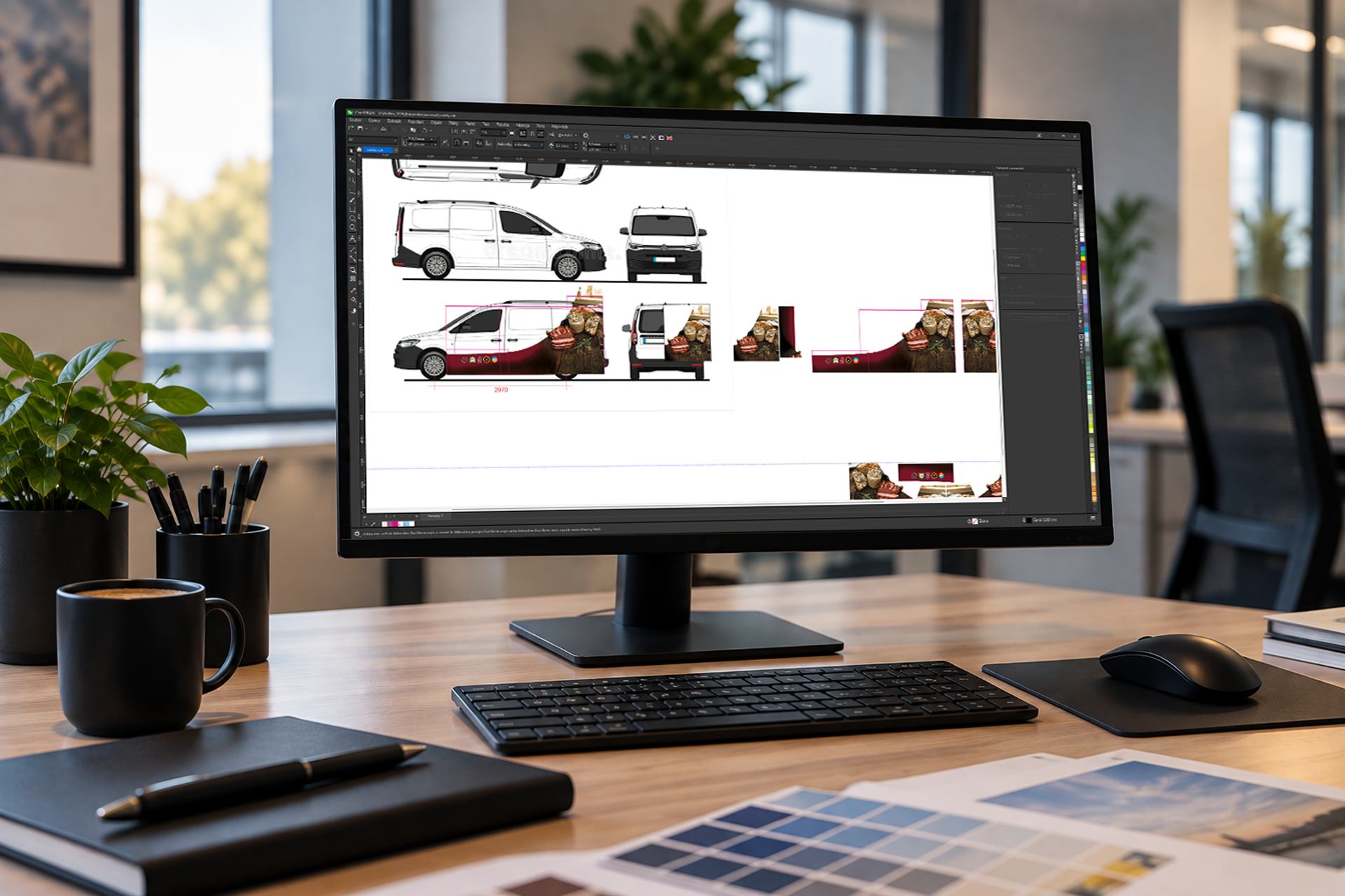 Grafický návrh polepu Rokytnické dobroty na pracovním monitoru